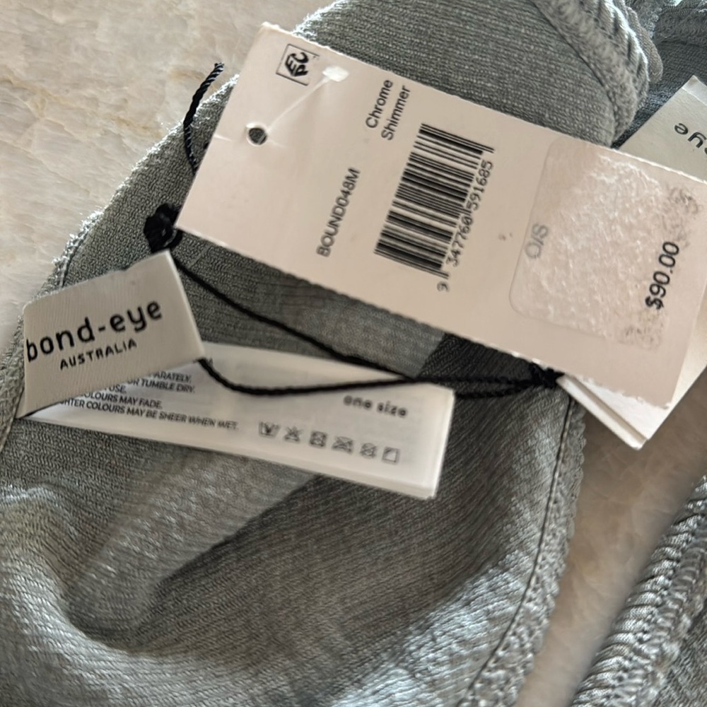 NWT Bond-Eye Swim Womens Sign‎ Brief Bikini Bottom, Chrome Shimmer $90 - Picture 8 of 8